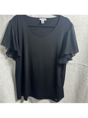 Calvin Klein Black Ruffle Sleeve Blouse